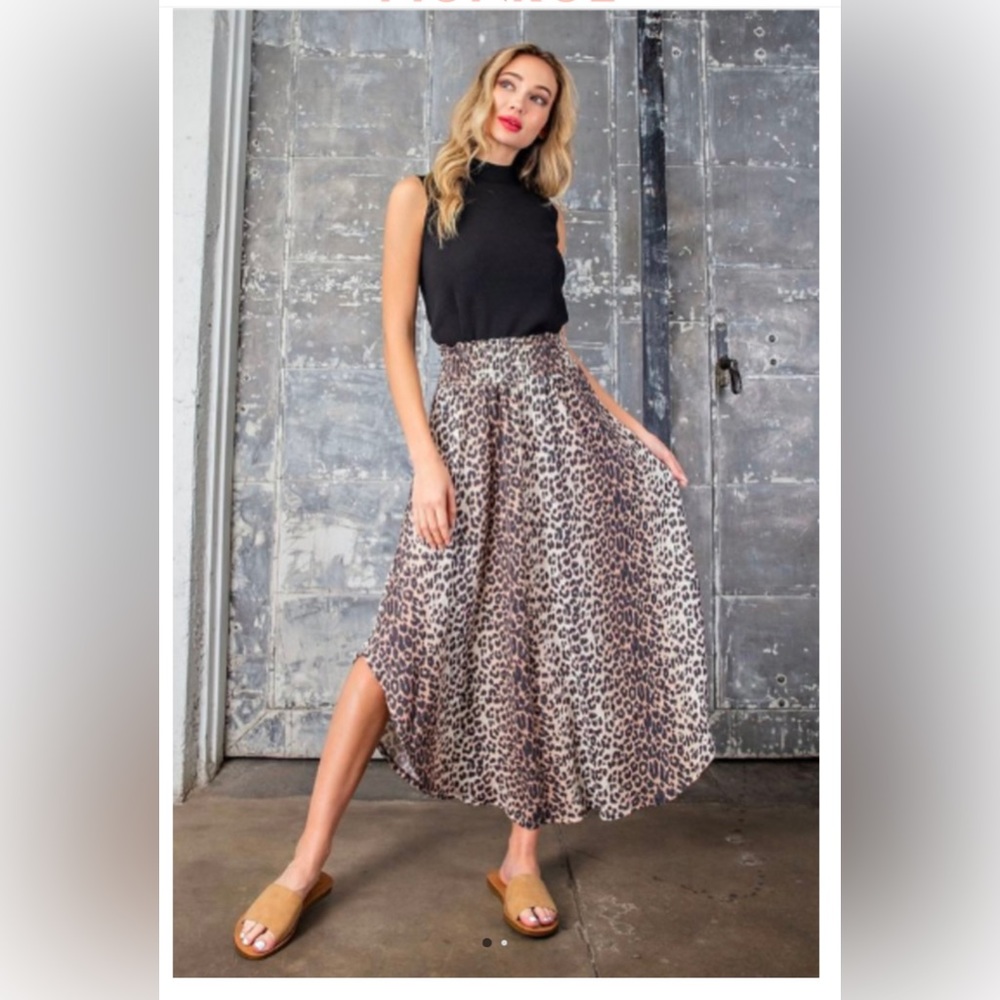 eesome leopard smocked waist maxi skirt